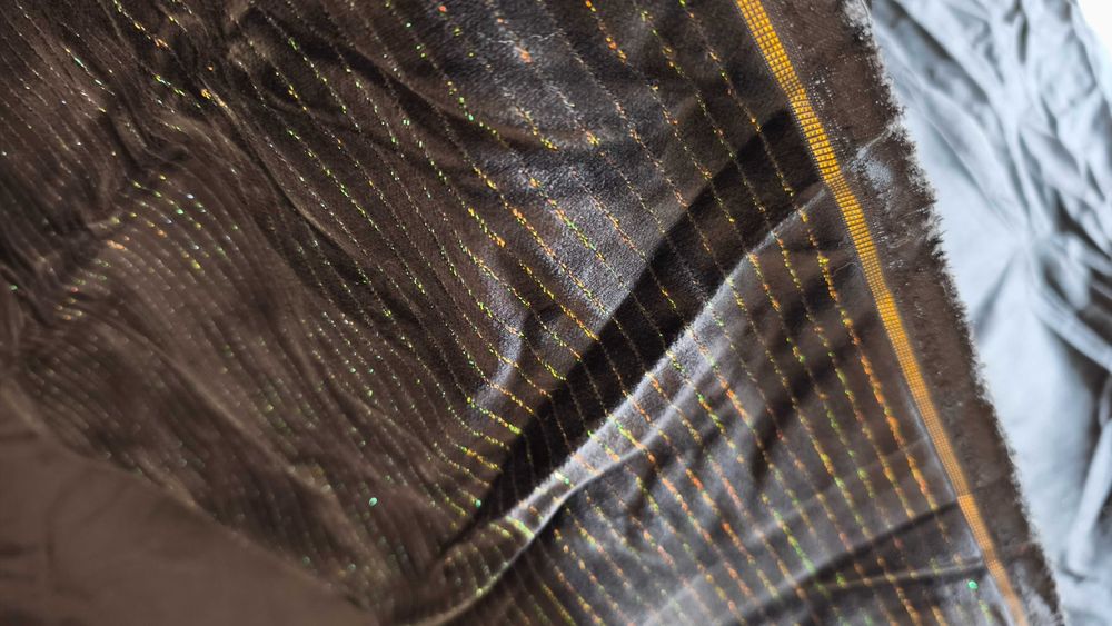 Велюр Оксамит Чорний Смужка Люрекс Відріз 6м 6 м Тканина Бавовна