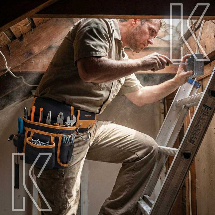 Pas Monterski Narzędziowy Budowlany 22 Kieszenie Uchwyt na Młotek