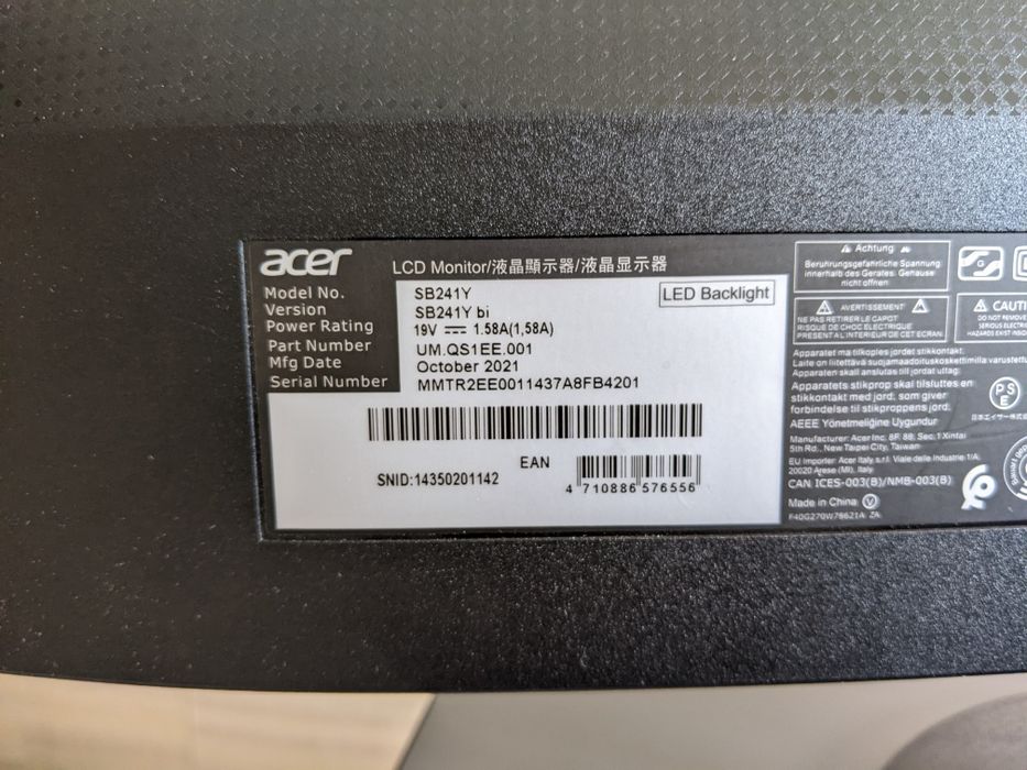 Монітор Acer SB241YBI 24" Full HD