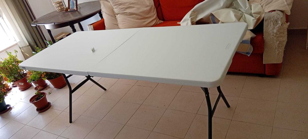 Mesa rectangular dobravel ikea lifetime picnic jardim piquenique festas