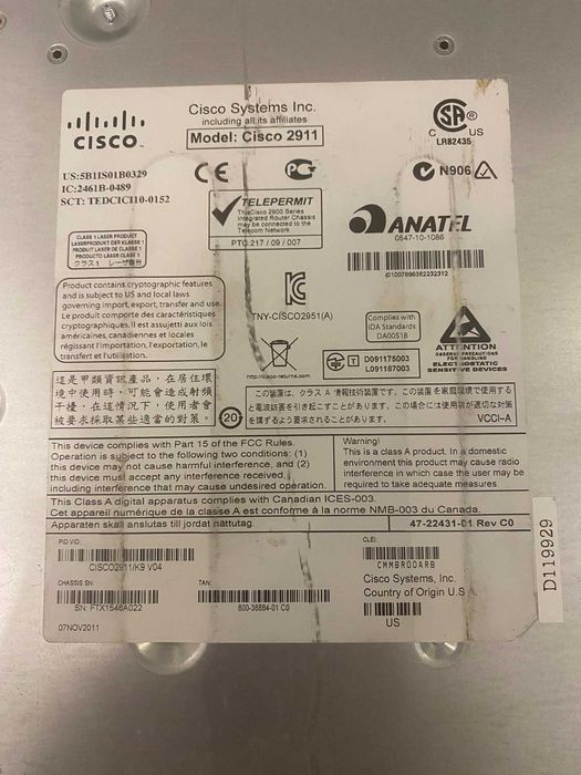 Маршрутизатор (роутер) Cisco 2911/K9 V04