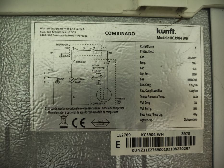 Frigorífico combinado Kunft