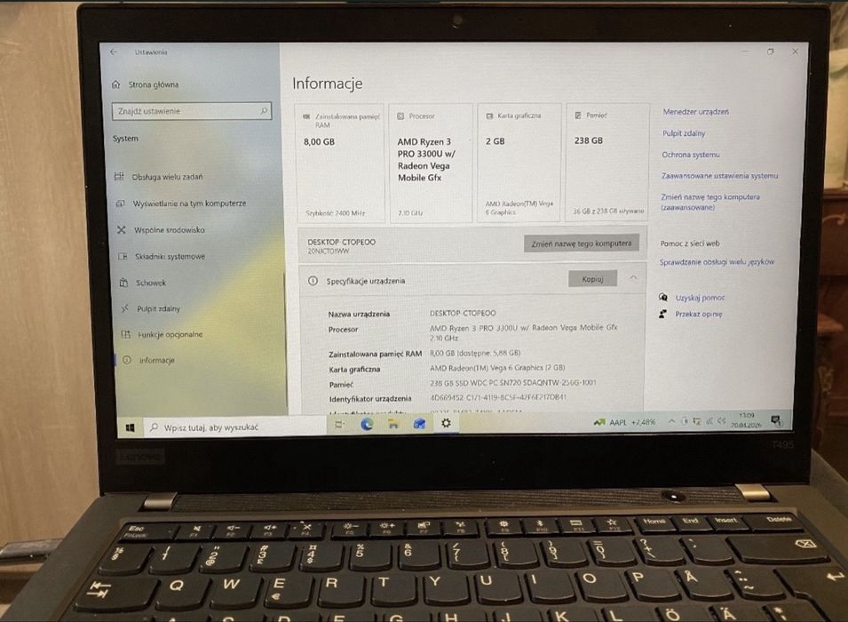 Laptop Lenovo T495