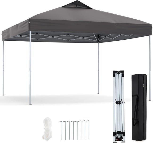 Tenda de jardim exterior 3x3 m, tenda dobrável portátil 255/265/275 cm com saco de porte, proteção solar, teto ventilado