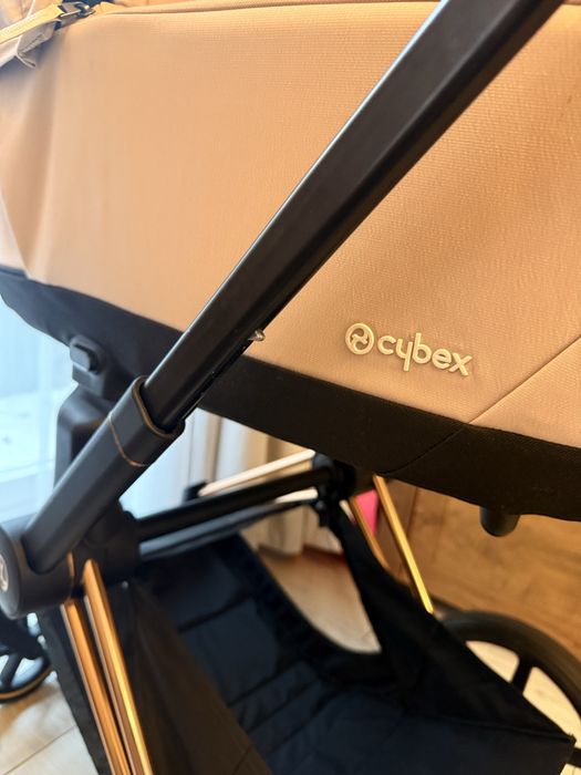 Коляска візочок cybex priam 4.0 rose gold cozy beige