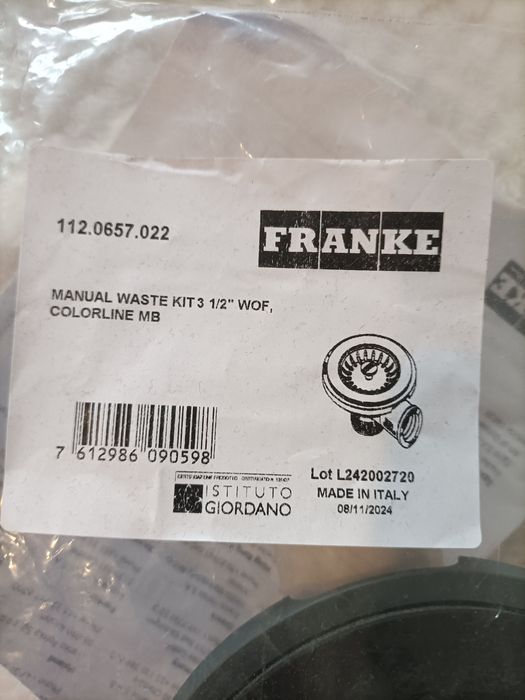 Korek manualny zatyczkowy FRANKE 112.0657.022