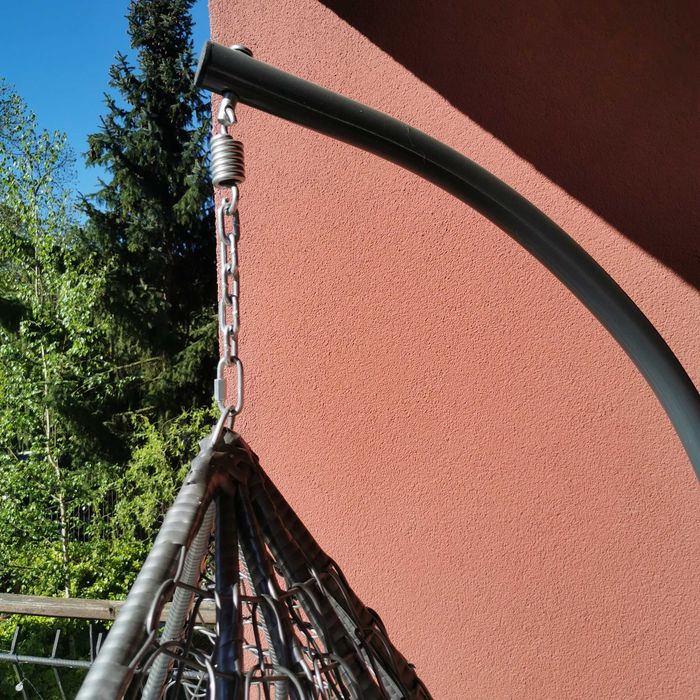 Duży wiszący fotel kokon z poduszką antracyt