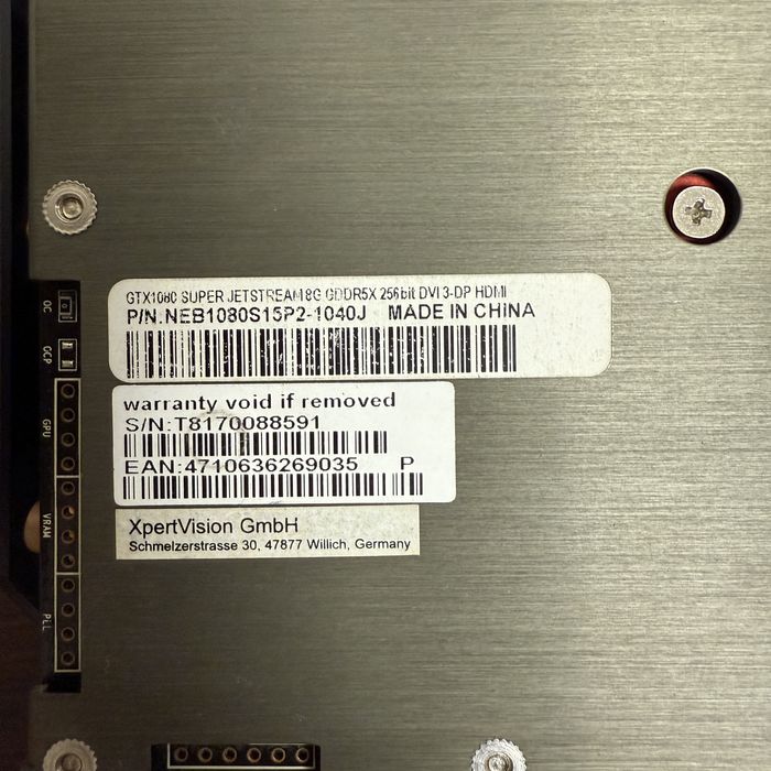 Відеокарта Nvidia GTX 1080 8 GB (Palit Super Jetstream)
