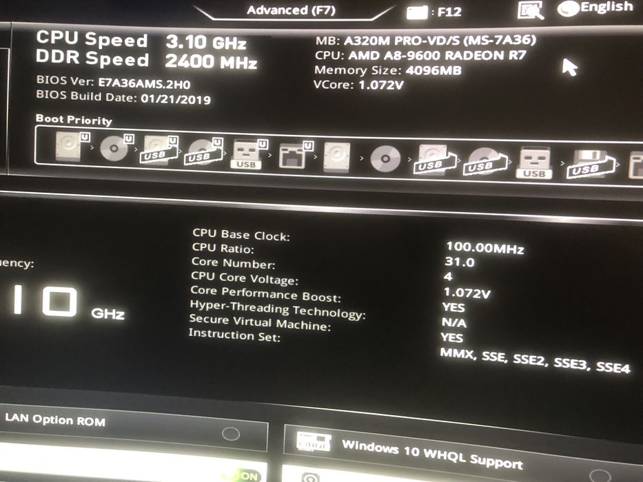 Материнка АМ4, процесор А8-9600, пам'ять DDR4 4GB ,та кулер