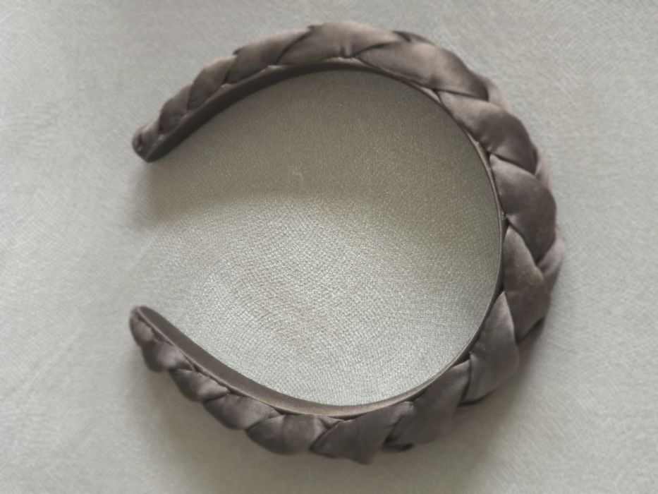 Opaska do włosów jedwab brązowa pleciona