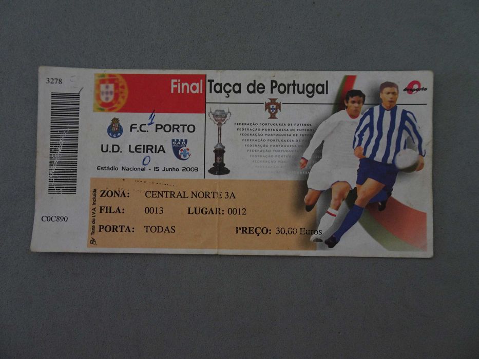 Bilhete de futebol Porto - Leiria - Final da Taça de Portugal  15 junho 2003