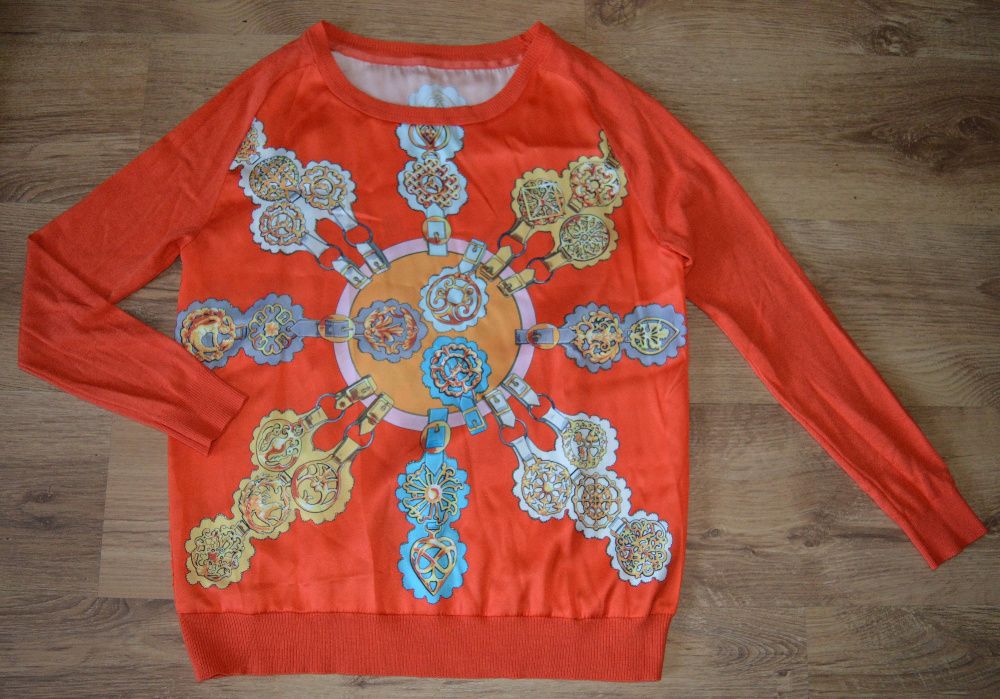 Bluza tunika wzorzysta pomarańczowa kolorowa jaskrawa r. M