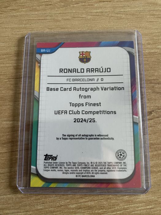Ronald Araujo Auto /199 - Topps Finest UCC 24/25 - FC Barcelona 2/199
