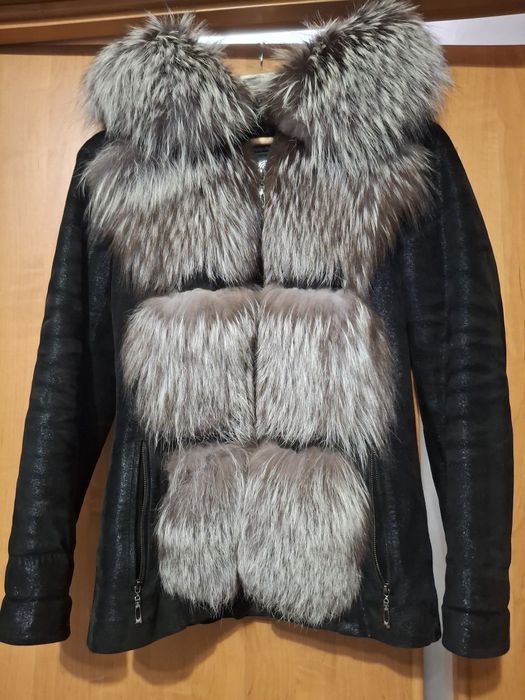 Куртка жилет трансформер  шкіряна з чорнобуркою GUEELA