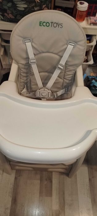 Fotelik krzesełko do karmienia szary 2w1 krzesełko ze stoliczkiem