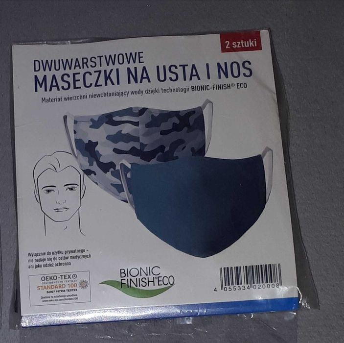 Maska ochronna 2-warstwowa męska 2-pack