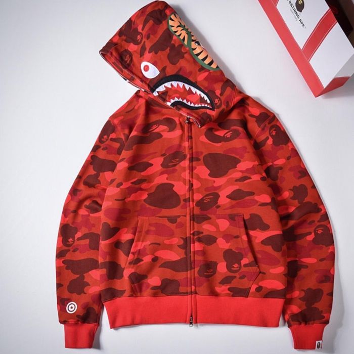Худі Bape A Bathing Ape Shark Red Camo Full Zip Unisex Hoodie