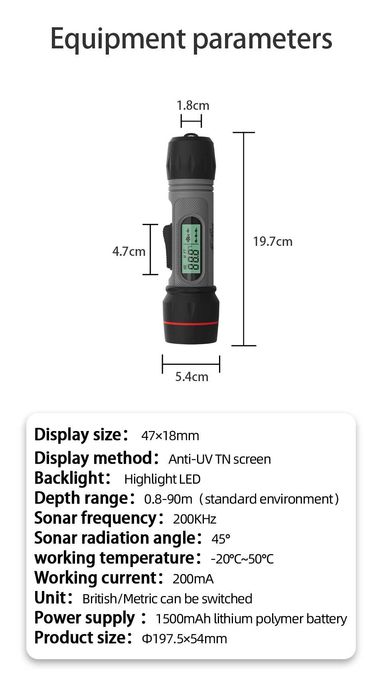 Bezprzewodowy wykrywacz ryb echosonda głębokość 90M Sonar Erchang F12B