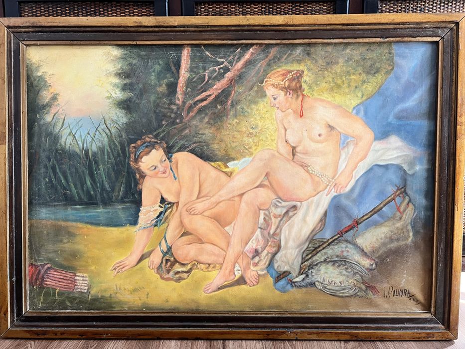 Quadro-pintura óleo sobre tela assinada por J. Polvora