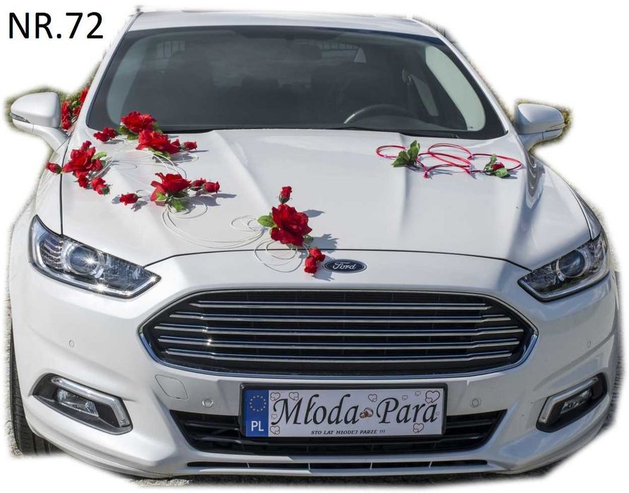 Dekoracja na samochód ślubny.ELEGANCKA Bogata NOWA. Ozdoby. 072