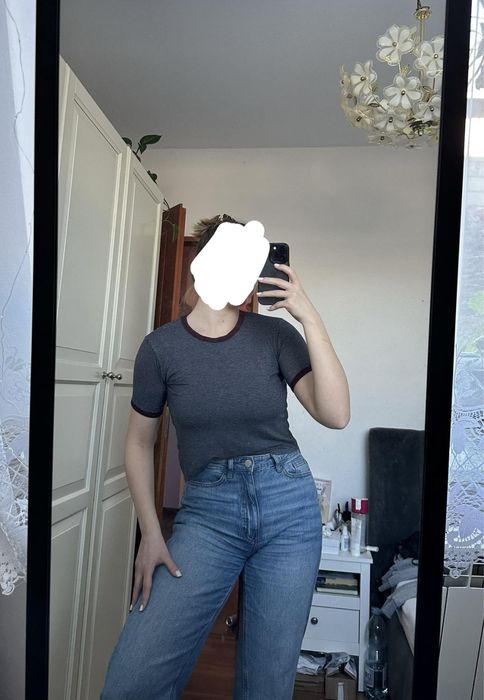 Top koszulka crop krótka damska S 36 w paski pull&bear wiskoza basic