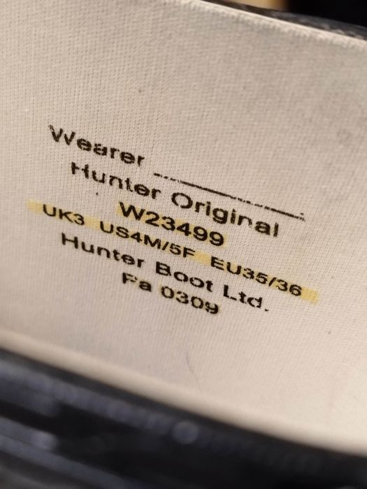 Wysokie kalosze, gumowce Hunter, rozmiar 35/36