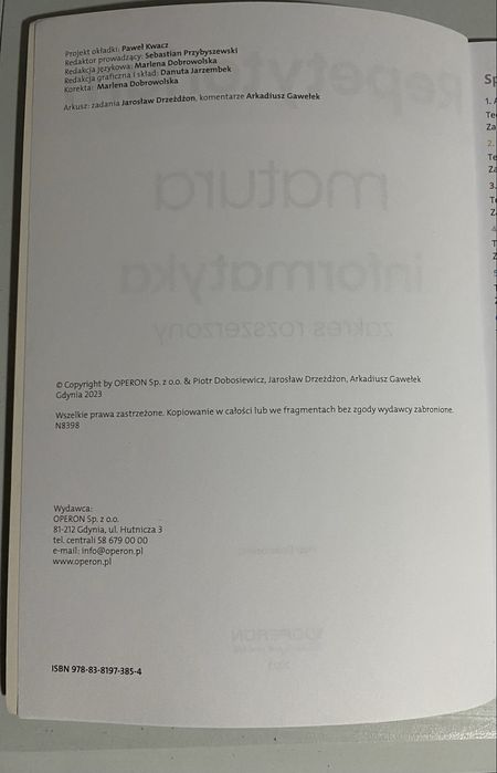 Informatyka Matura Repetytorium ZR Operon