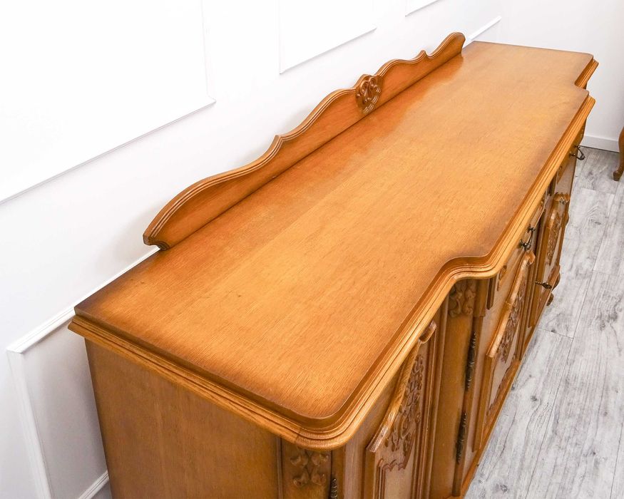 KOMPLET MEBLI do SALONU francuska WITRYNA + KOMODA dąb Francja lata 70