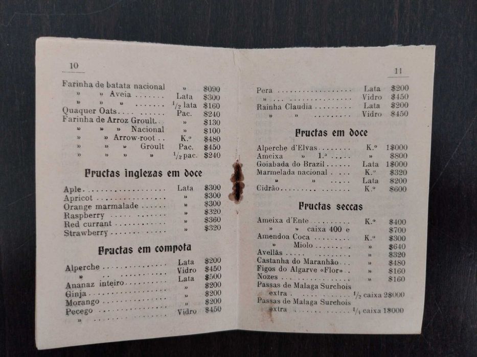 livro: preçário da Mercearia Lisboa, início séc. XX