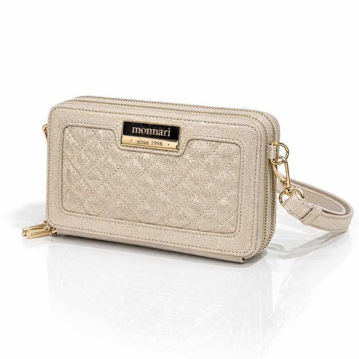 Torebka damska MONNARI listonoszka kopertówka portfel jasny róż beż