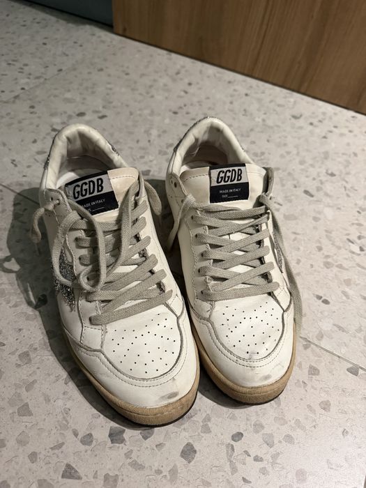 Golden goose кроссовки с серебром