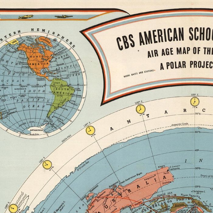 Mapa CBS American School of the Air - płaska ziemia - 100x70cm
