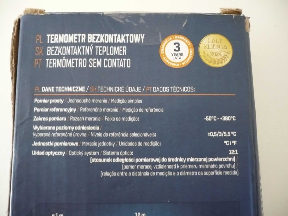 termometr bezdotykowy bezkontaktowy -50 - +380 ztopni