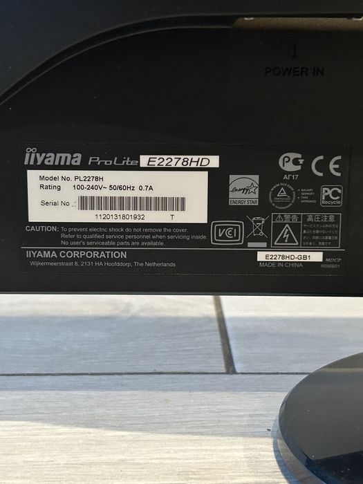 Monitor IIYAMA ProLite E2278HD 21.5" 1920x1080px