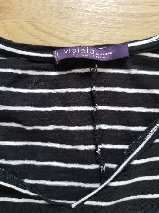 bluzka sweterek violeta by mango M/38 czarna białe paski