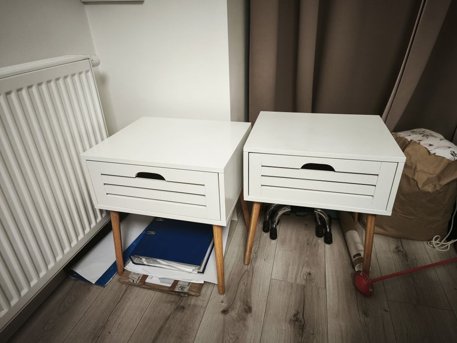 2 Stoliki/szafki nocne Broby Jysk bambus/biały