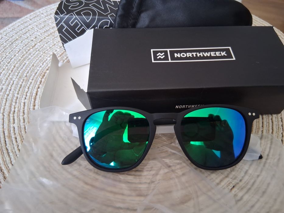 Okulary northweek wall matte black green polarized