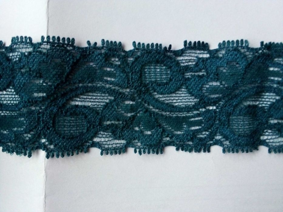 Koronka elastyczna ozdobna ciemny turkus- 40mm