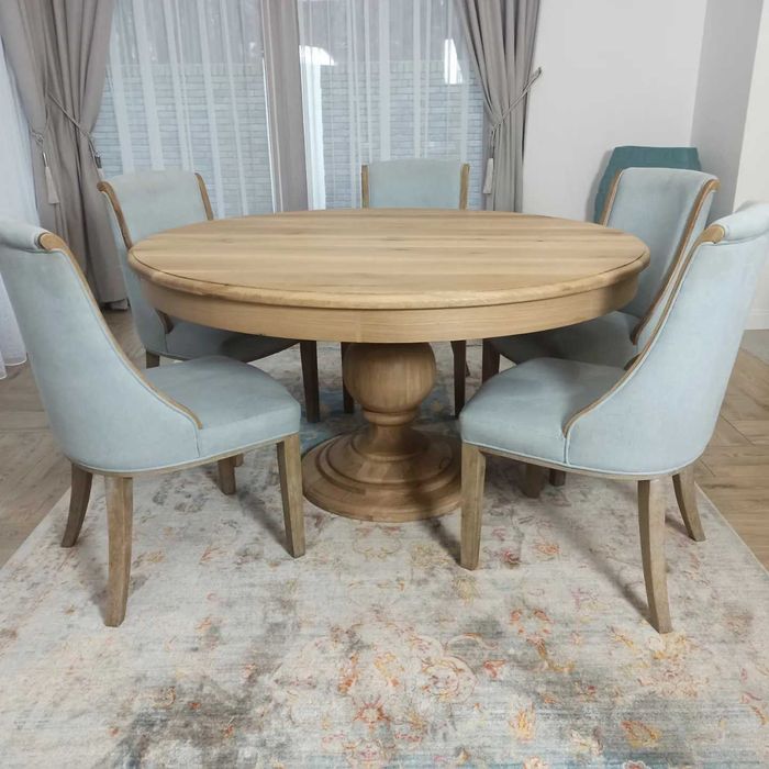 Rozkładany okrągły stół dębowy model Senator i Starostality dąb