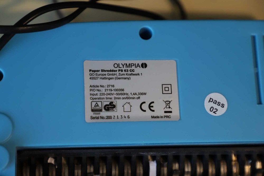 Знищувач паперу Olympia PS 63 CC