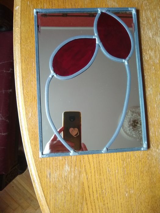 Witraż tulipany na lustrze 21,5x30 cm do powieszenia