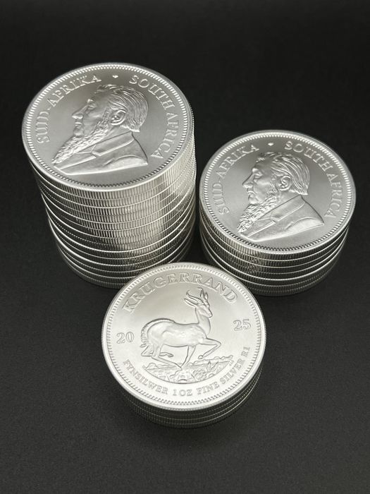 Срібна монета крюгерранд 1 унція 2025 рік. Є в наявносі