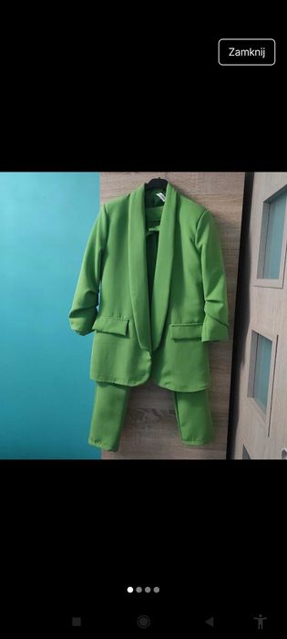 Komplet zielony żakiet plus spodnie rozmiar S