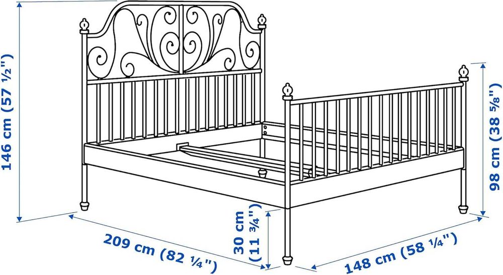 Rama łóżko Ikea Leirvik 140 x 200 cm.