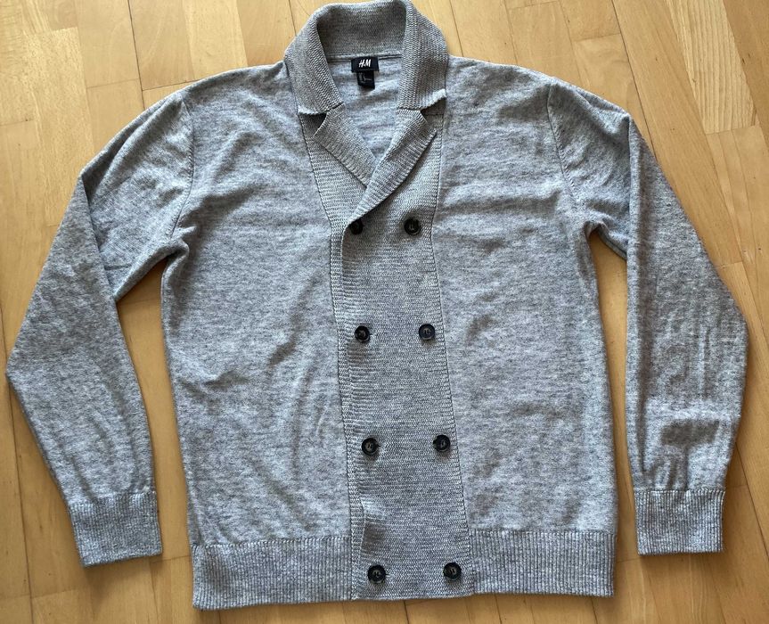 szary sweter rozpinany, H&M, L. 60 zł