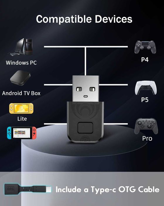 Aolion AL-PS2005 Adapter Bluetooth do PS4/PS5/Switch.