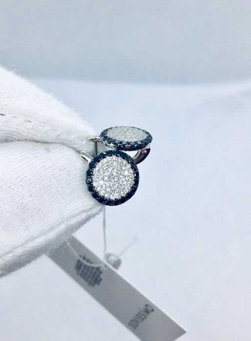 Золотые сережки с белыми и черными бриллиантами. Сова. На заказ!