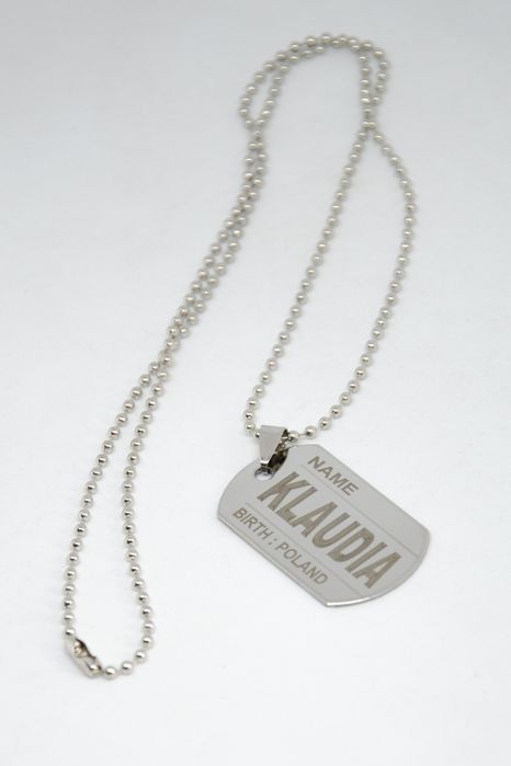 Nieśmiertelnik stal nierdzewna zawieszka łańcuszek fabian