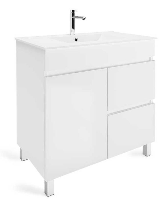 Móvel de casa de banho chão 1 gaveta 2 portas 80x81x45 cm branco