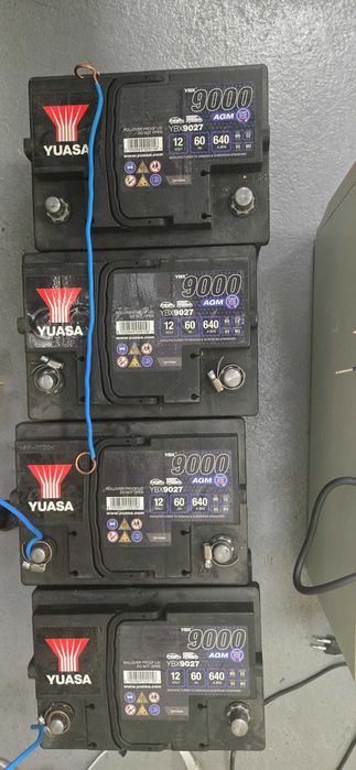 Автомобільний акумулятор Yuasa YBX9027, тип - AGM. 60А*год, пусковий струм 680А. 4 шт.